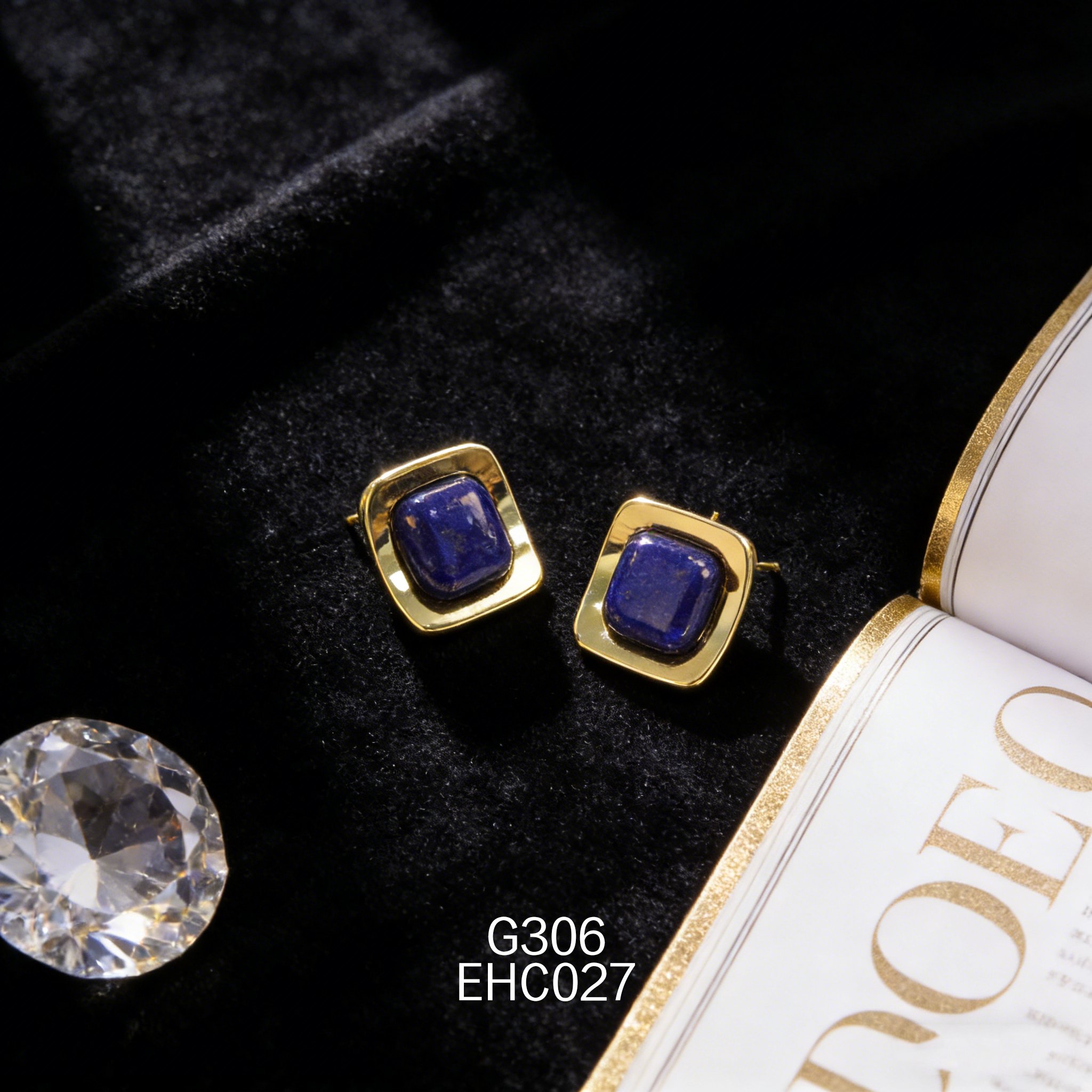 电镀黄金 10mm 纽扣青金耳环