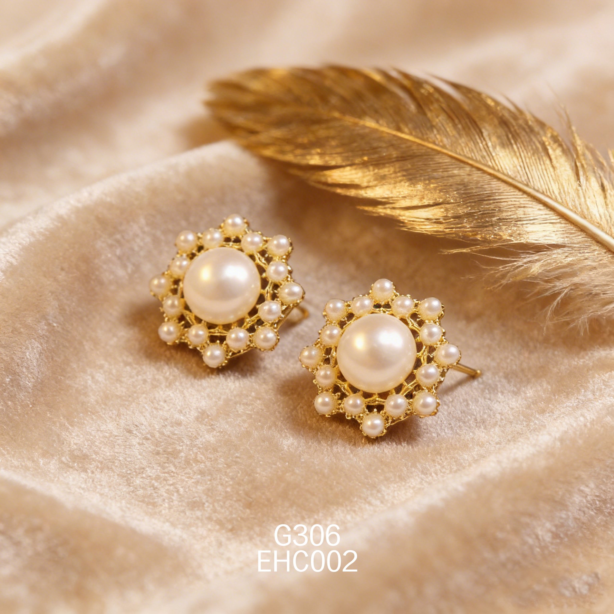 电镀黄金8085珍珠耳环