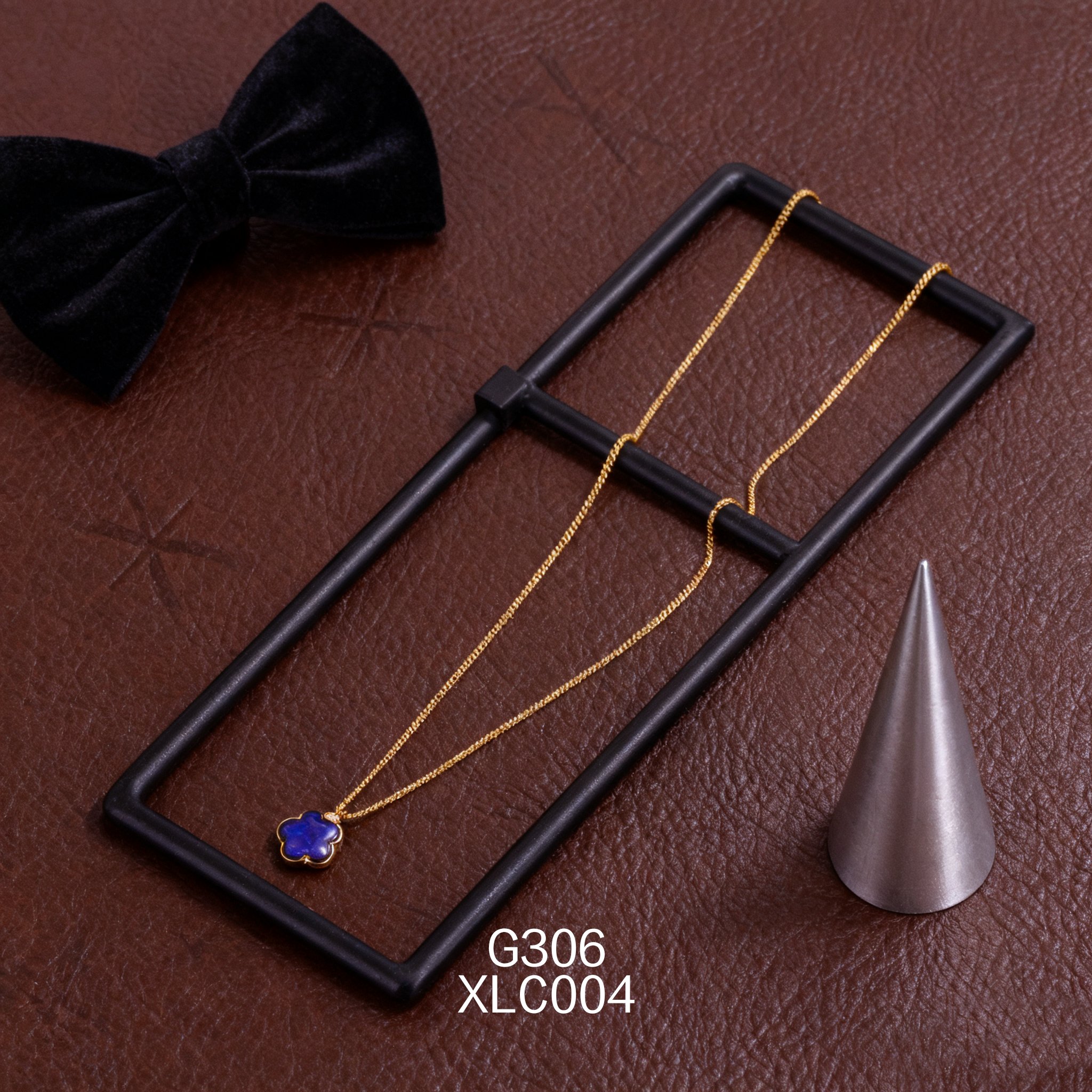 电镀黄金 12.5mm 梅花锆石青金项链