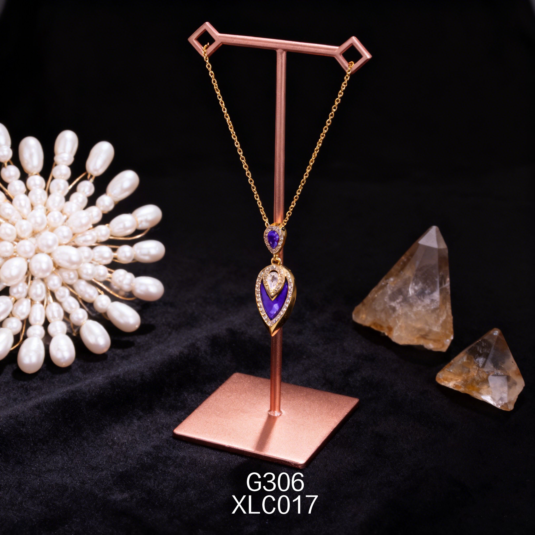 電鍍黃金梨形 8.5ｘ14mm 青金項鍊