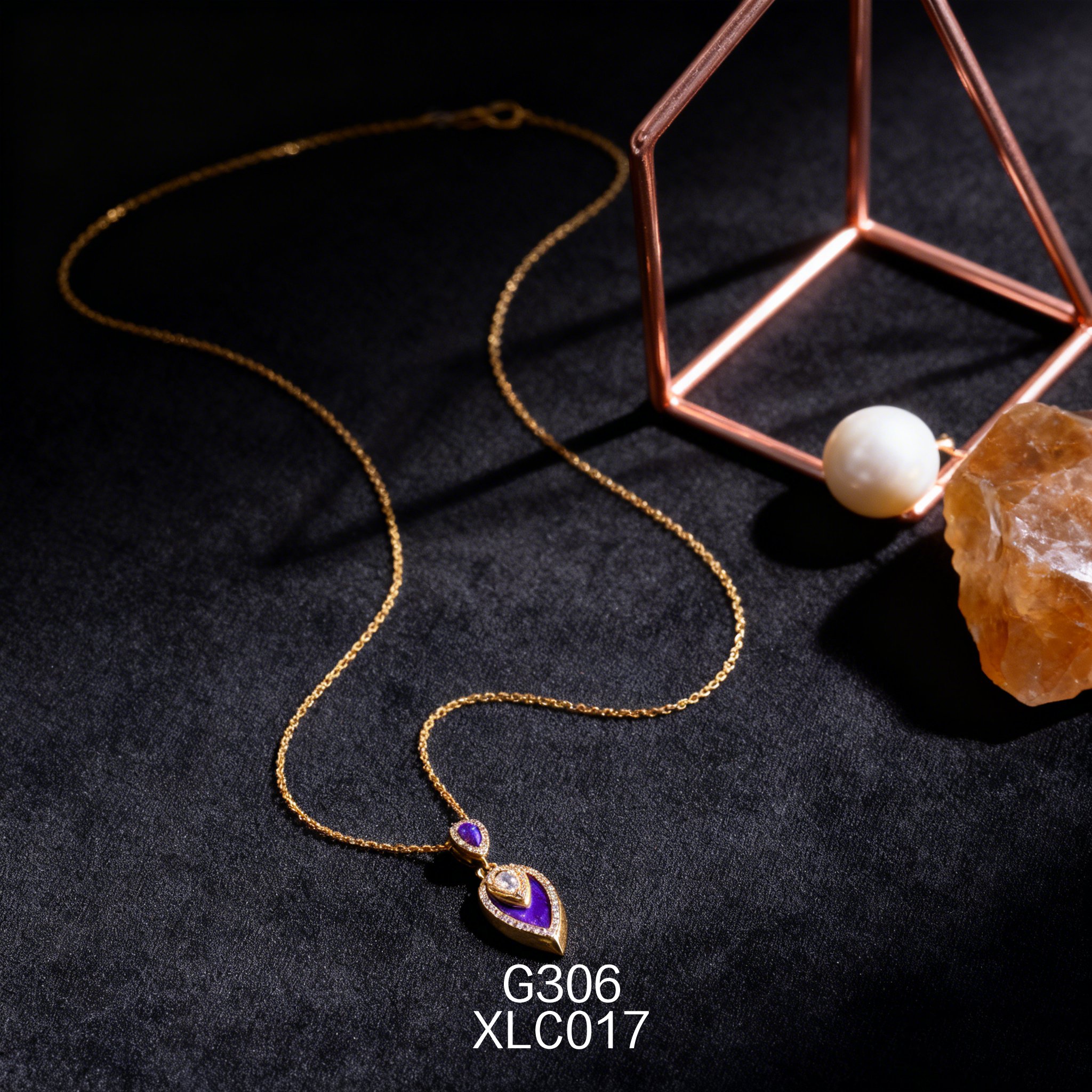 電鍍黃金梨形 8.5ｘ14mm 青金項鍊