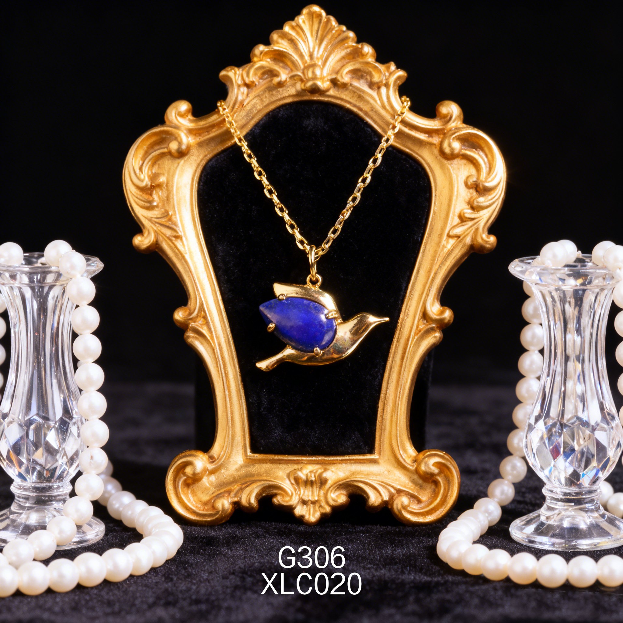 电镀黄金 10 x 15mm 海豚青金项链