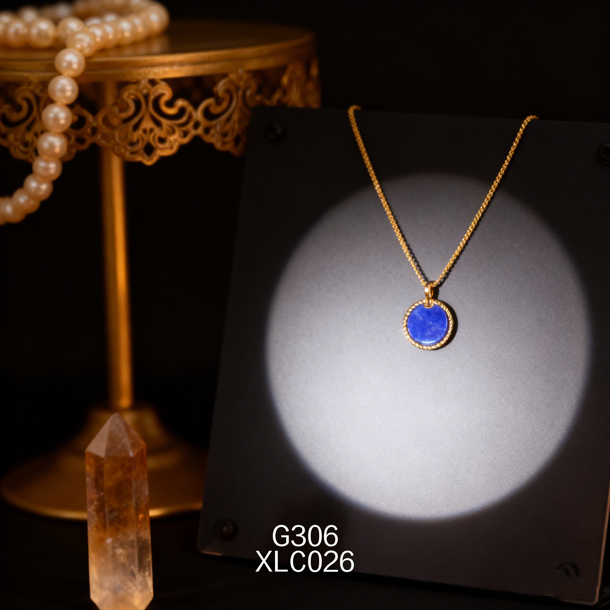 Collana placcata oro di nicchia con Lapislazzuli Tondo 13mm