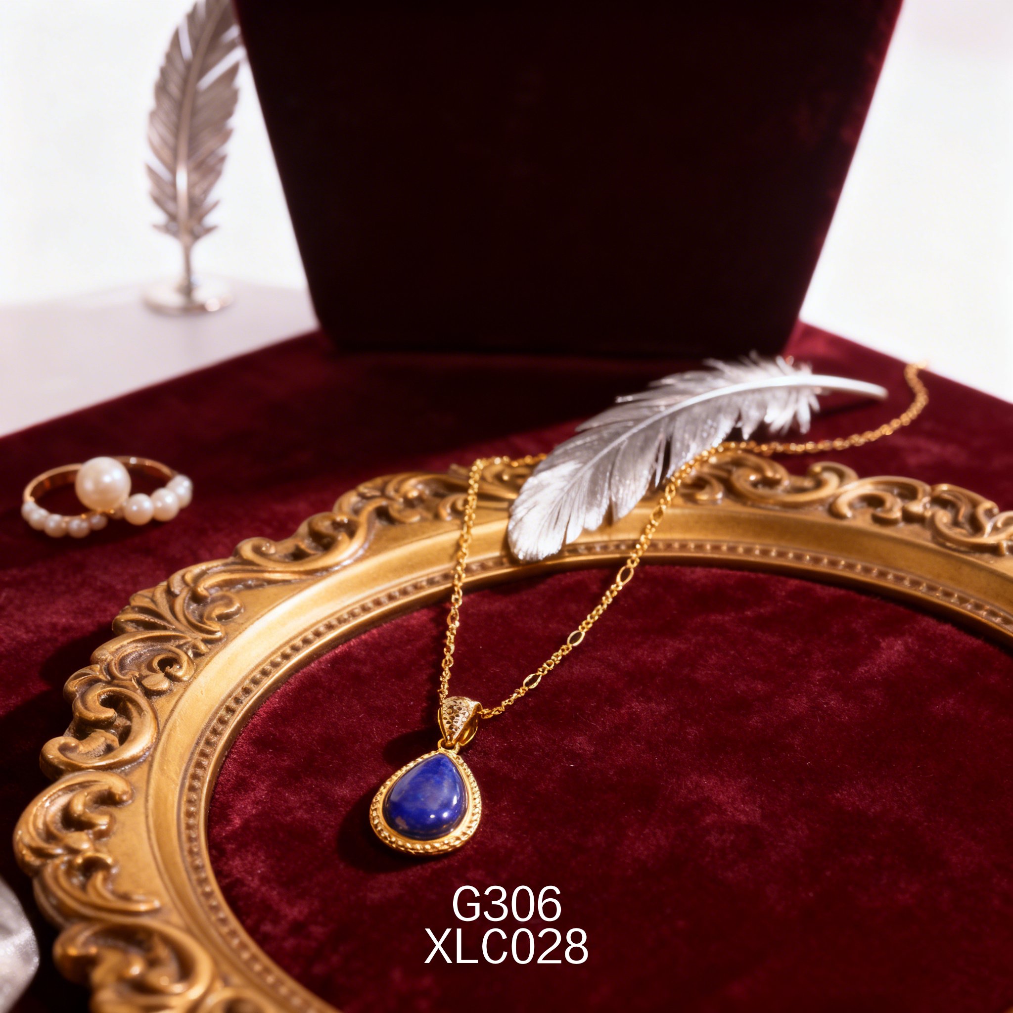 電鍍黃金 11 x 15mm 水滴青金項鍊