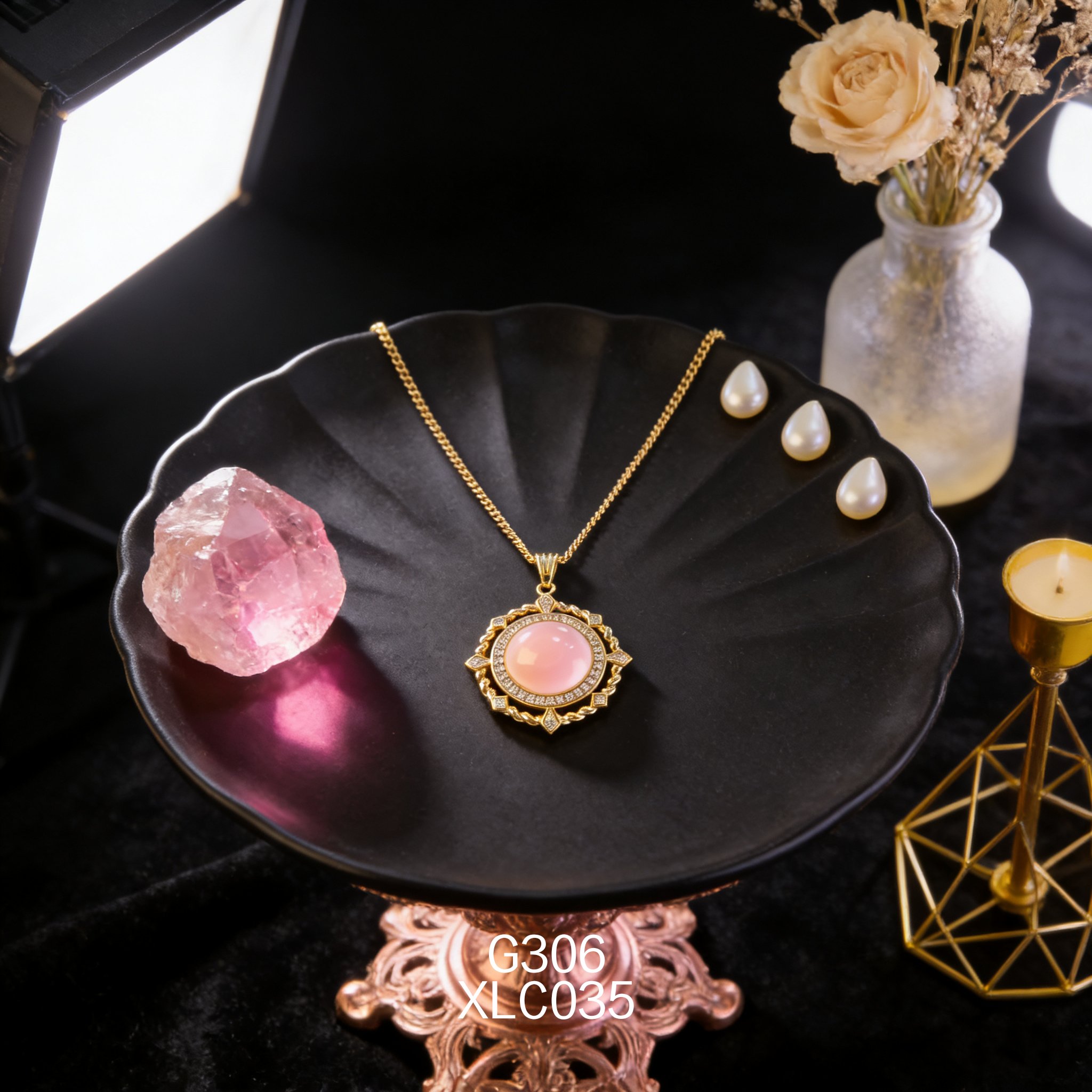 電鍍黃金鋯石 12.6mm 女皇貝項鍊