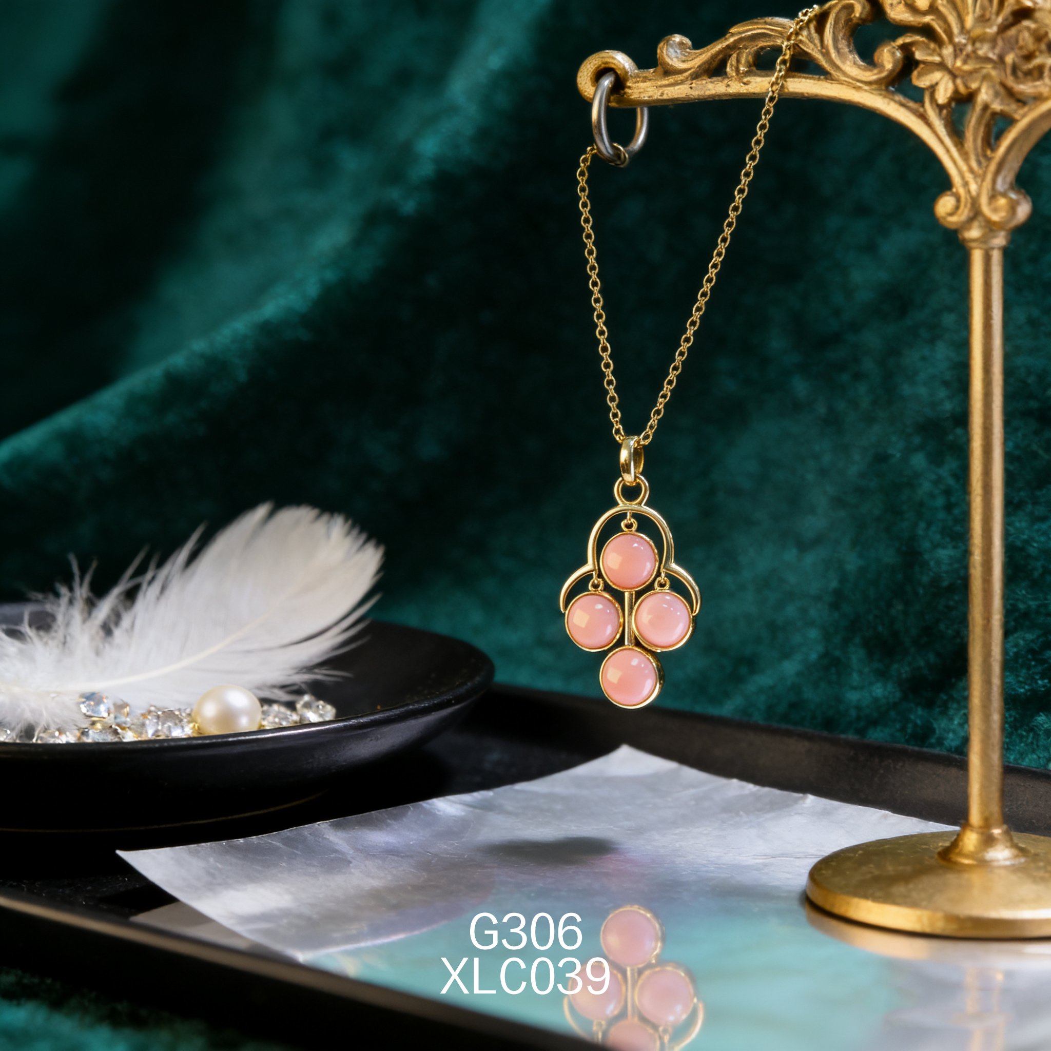 电镀黄金 6 x 3.5mm 女皇贝项链