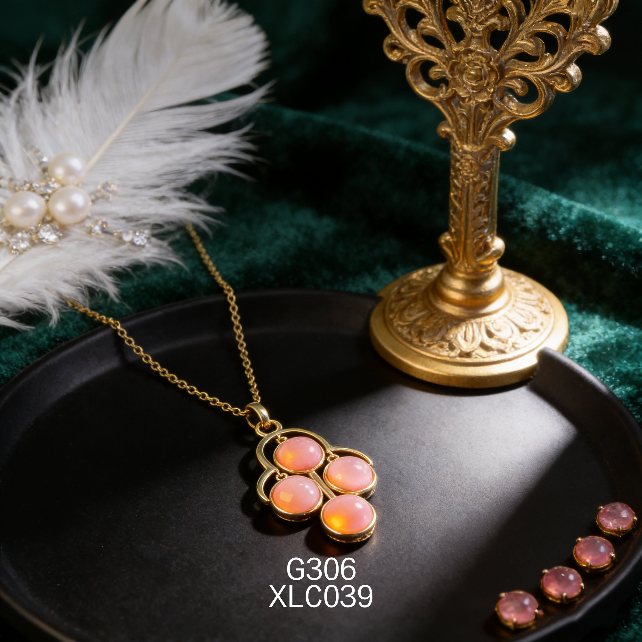 电镀黄金 6 x 3.5mm 女皇贝项链