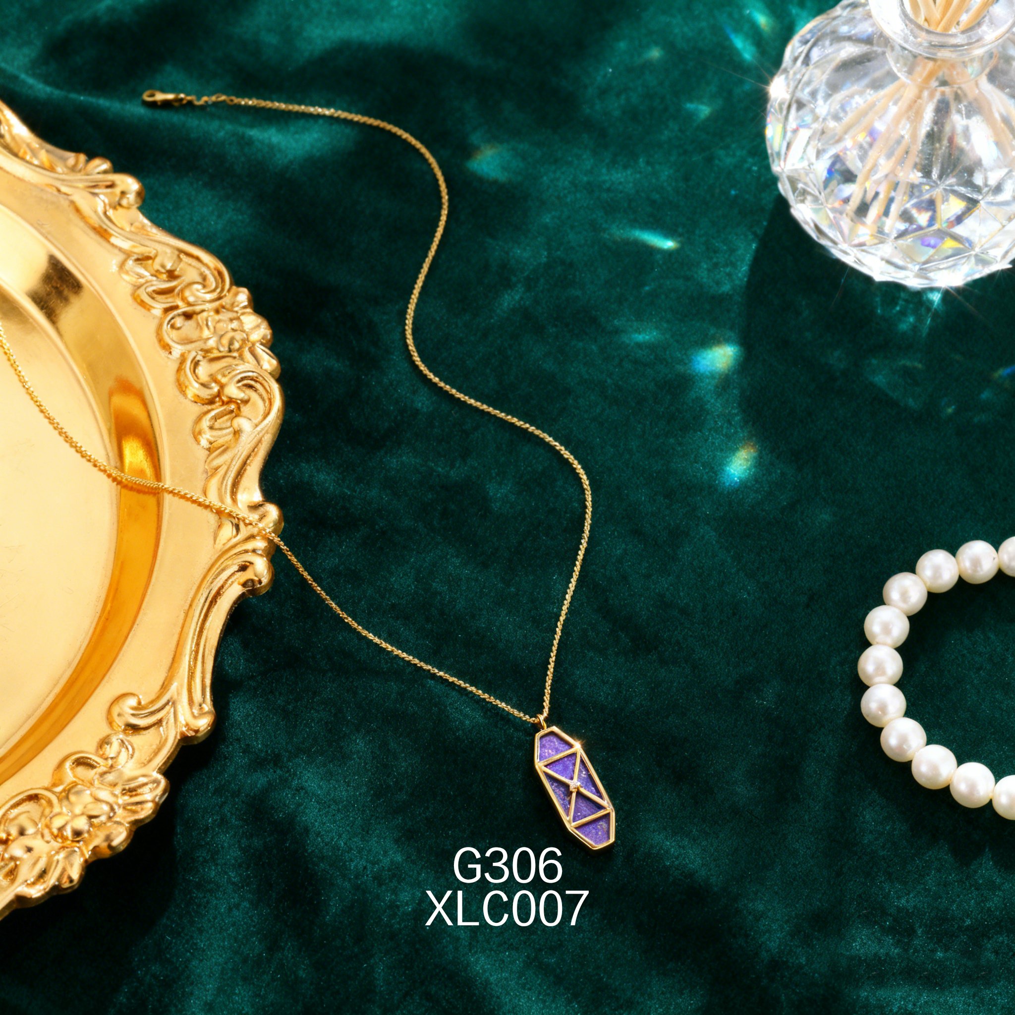 电镀黄金 8 x 23mm 六角青金项链