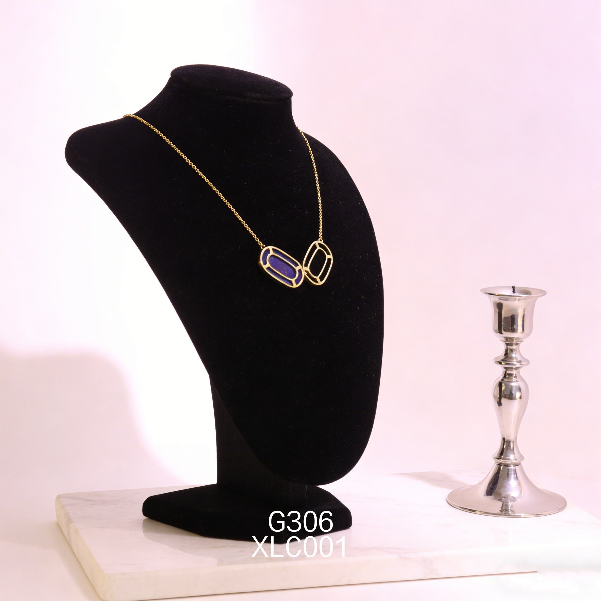 电镀黄金 13 x 21mm 双椭圆青金项链