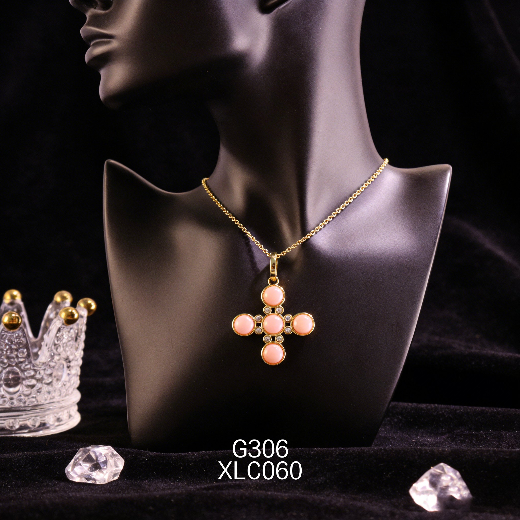 电镀黄金锆石 6.3mm 女皇贝项链