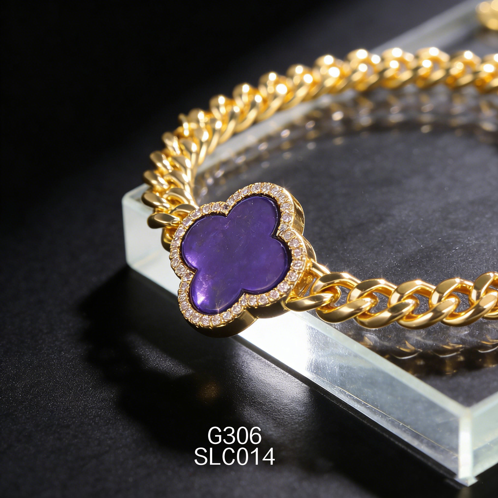 电镀黄金长方形青金石手链