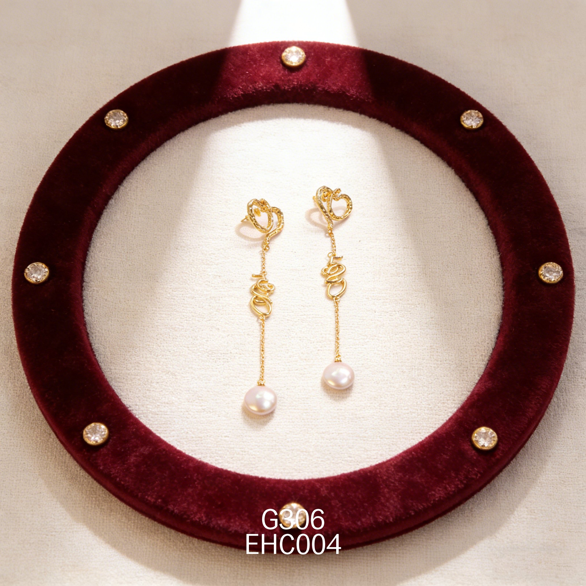 电镀黄金珍珠耳环