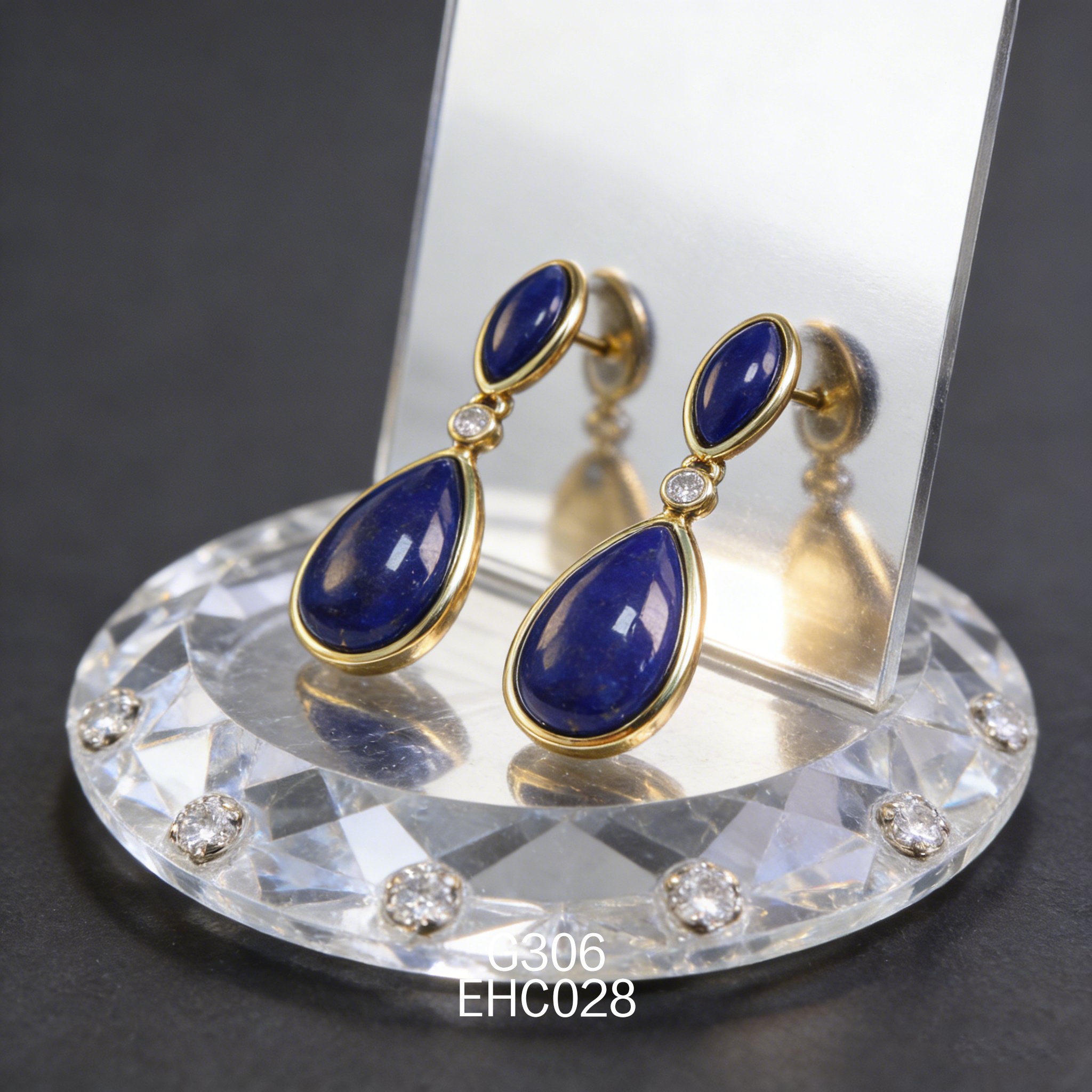 电镀黄金青金石耳环