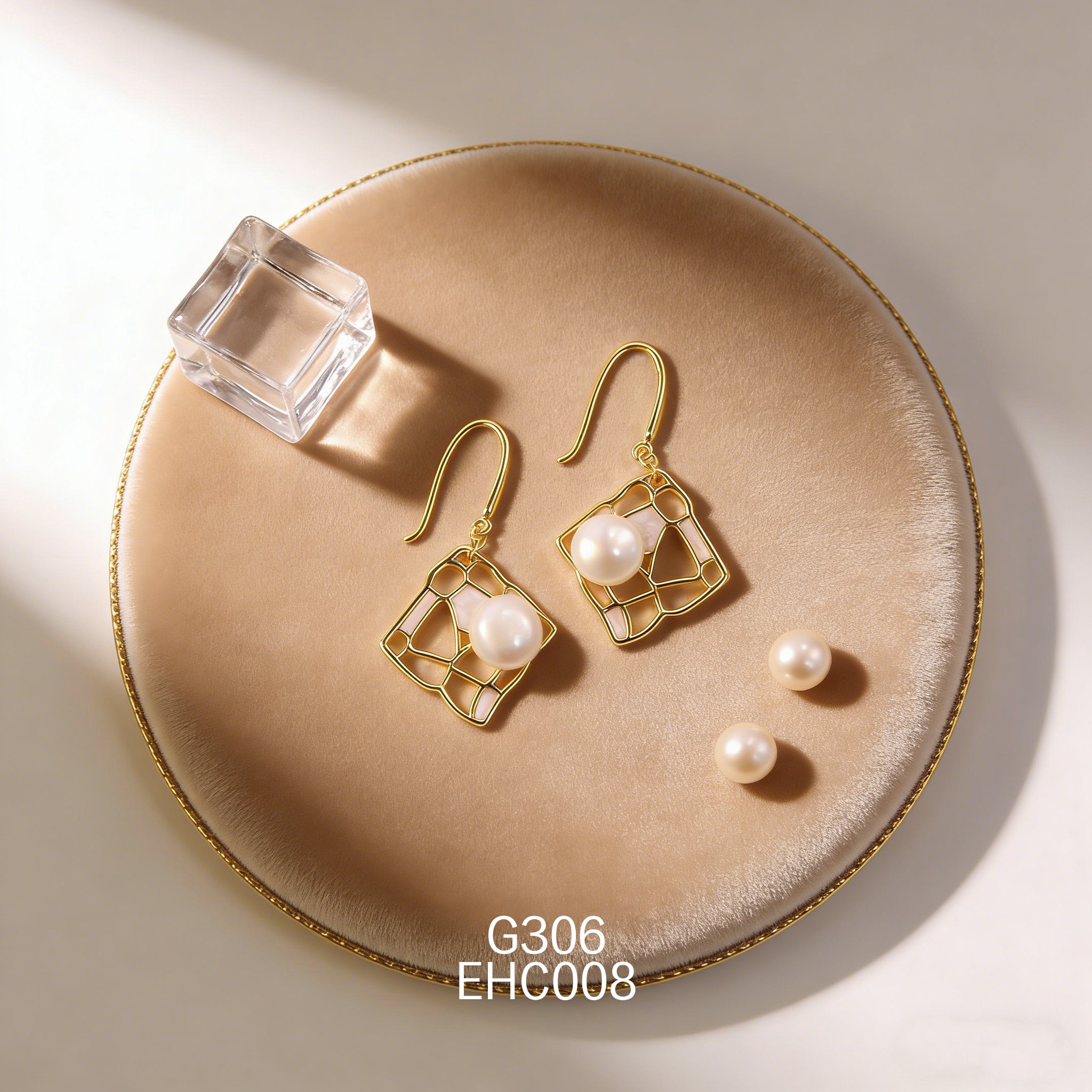 电镀黄金 8085 珍珠耳环