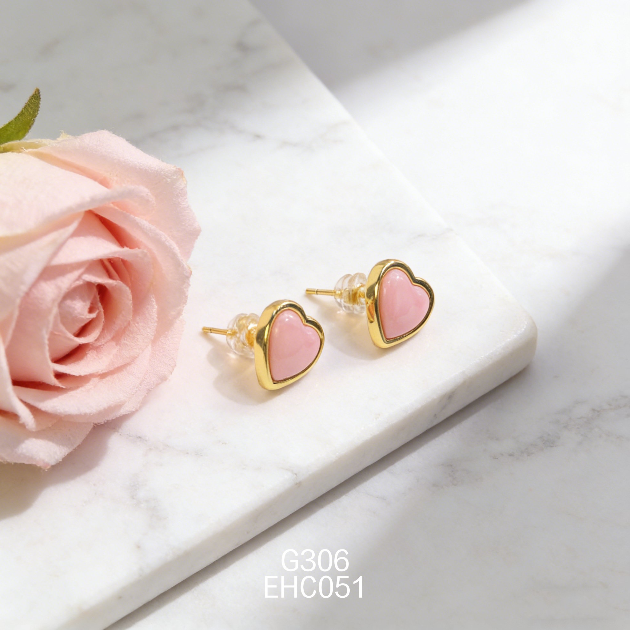 Gold-plated Heart-shaped Abalone Earrings