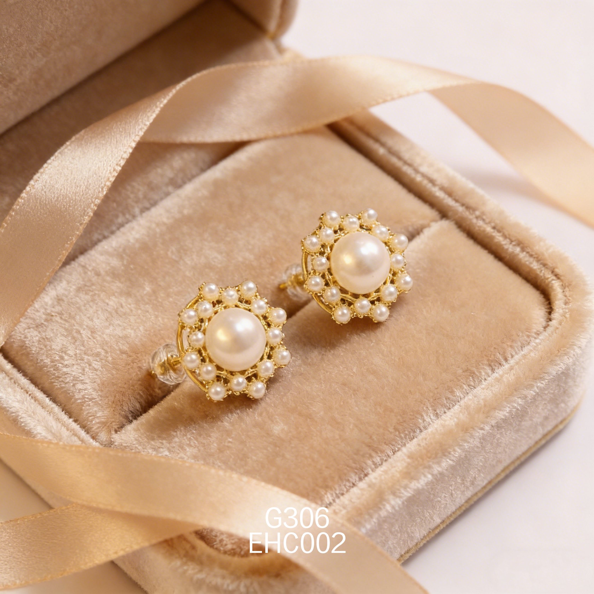 电镀黄金8085珍珠耳环