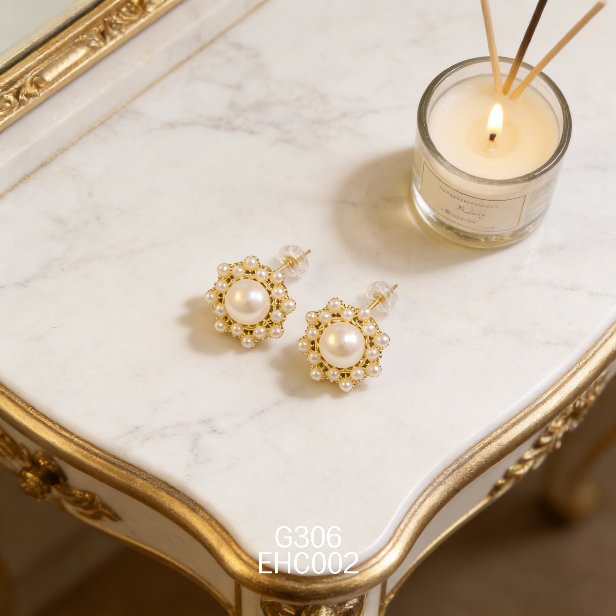 电镀黄金8085珍珠耳环